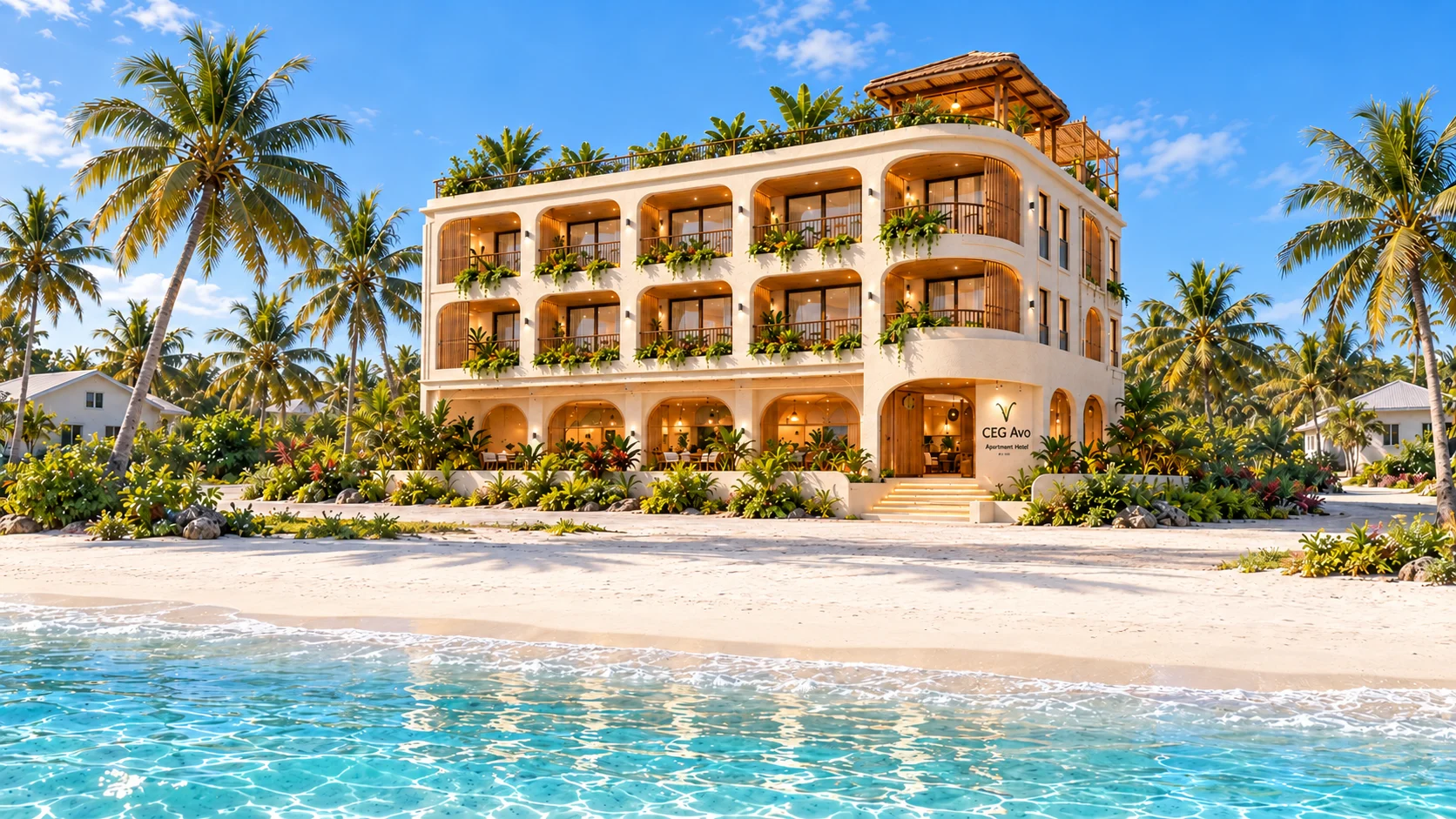 CEG Avo Apartment Hotel in the Maldives – studio apartments for sale beside a quiet island beach